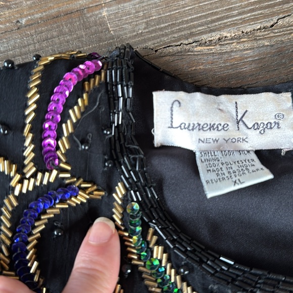 Vintage Lawrence Kazar sequined beaded silk top GVC size M - Picture 12 of 12